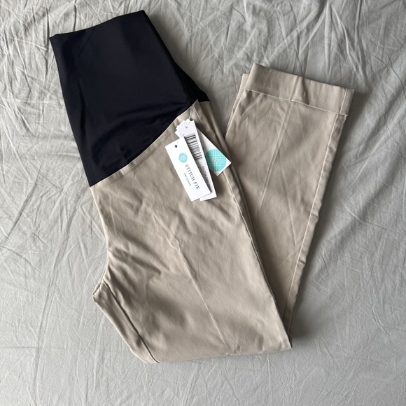 Tribal Cuffed Maternity Pants Size 10 Tan Khaki Stretch Trousers Ankle NWT - Picture 1 of 9